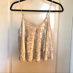 Layered crushed velvet tank top